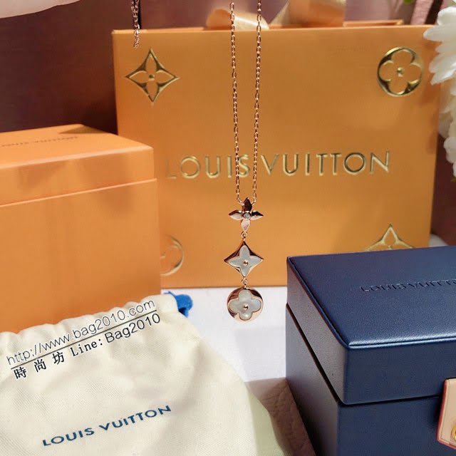 Louis Vuitton新款飾品 路易威登經典三花項鏈 LV天然白貝母四葉草鎖骨鏈  zglv2139